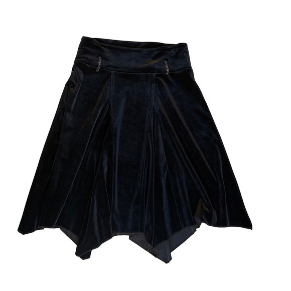 Limited Too Dresses & Skirts - Vintage Limited Too Black Velvet Handkerchief Hem Skirt Girl 7 Y2K Beaded Accent
